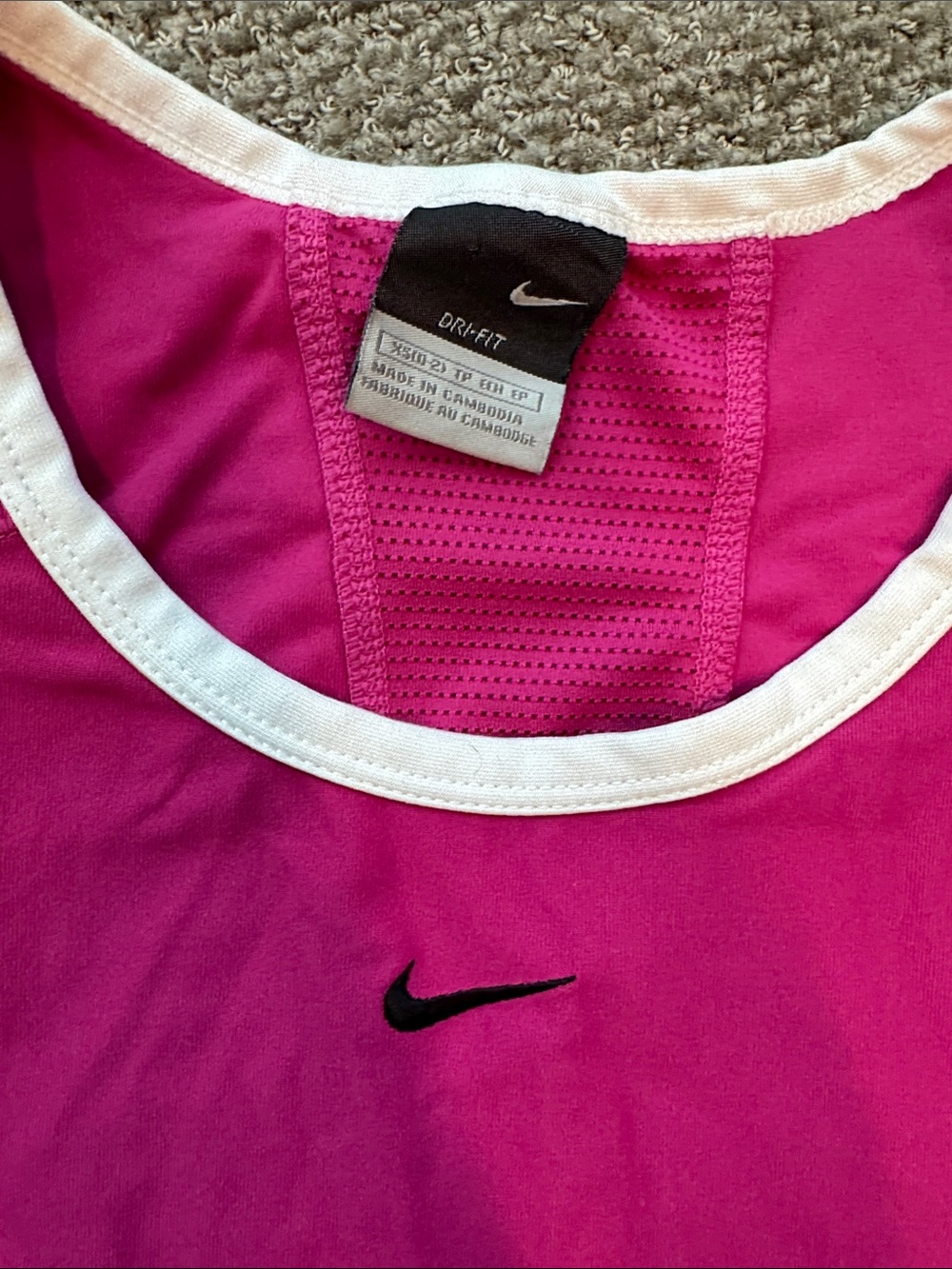 Nike Women’s Hot Pink Tank Top with White Trim - Picture 3 of 6
